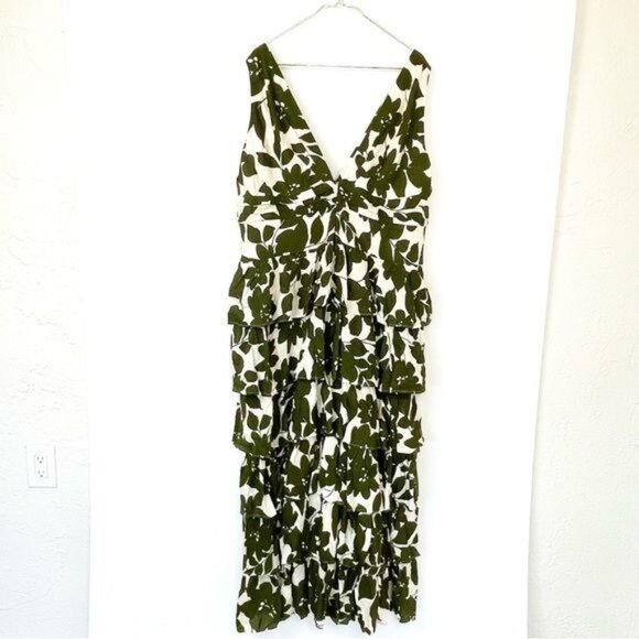 J. Crew Collection plunge-neck tiered dress in leafy floral Size 20 - Picture 6 of 11